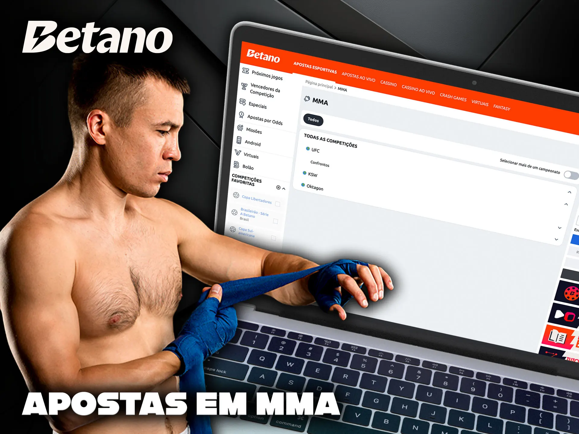 Opções de apostas em MMA na plataforma Betano.