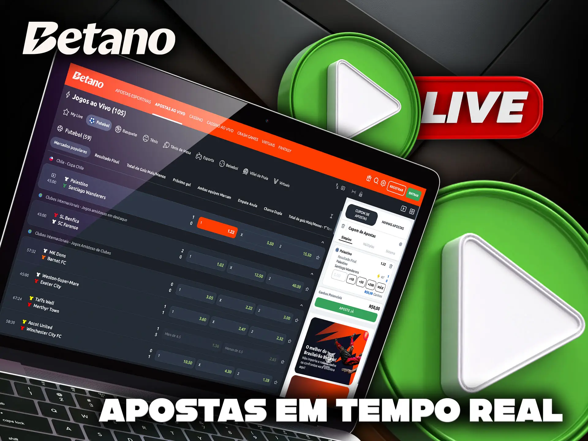 Os usuários podem participar de apostas esportivas ao vivo no Betano.