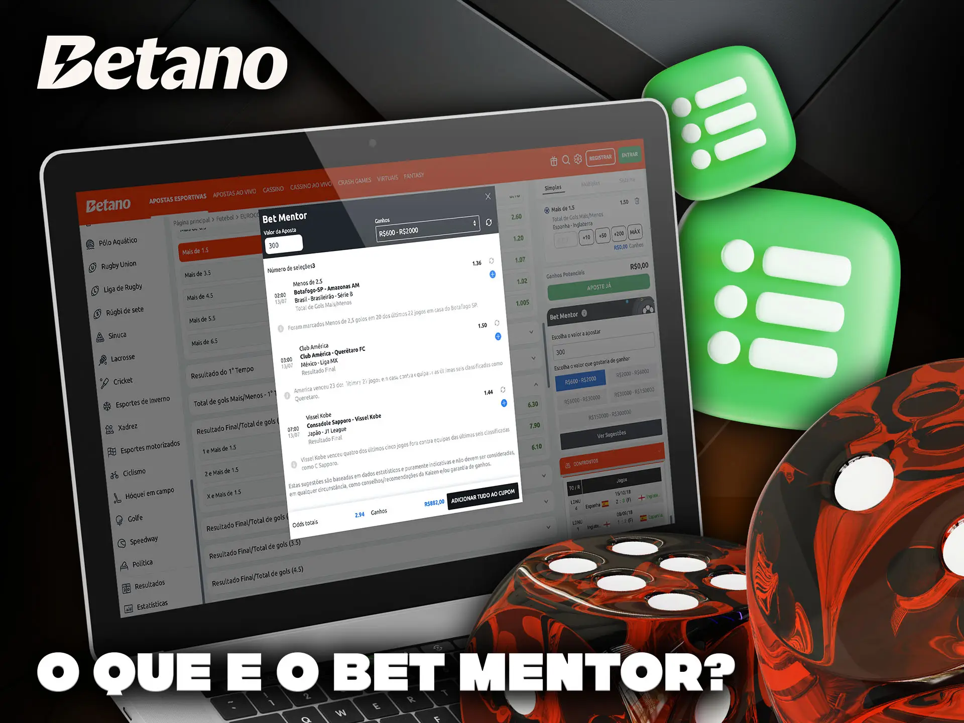 Informações sobre a ferramenta Bet Mentor na plataforma Betano.