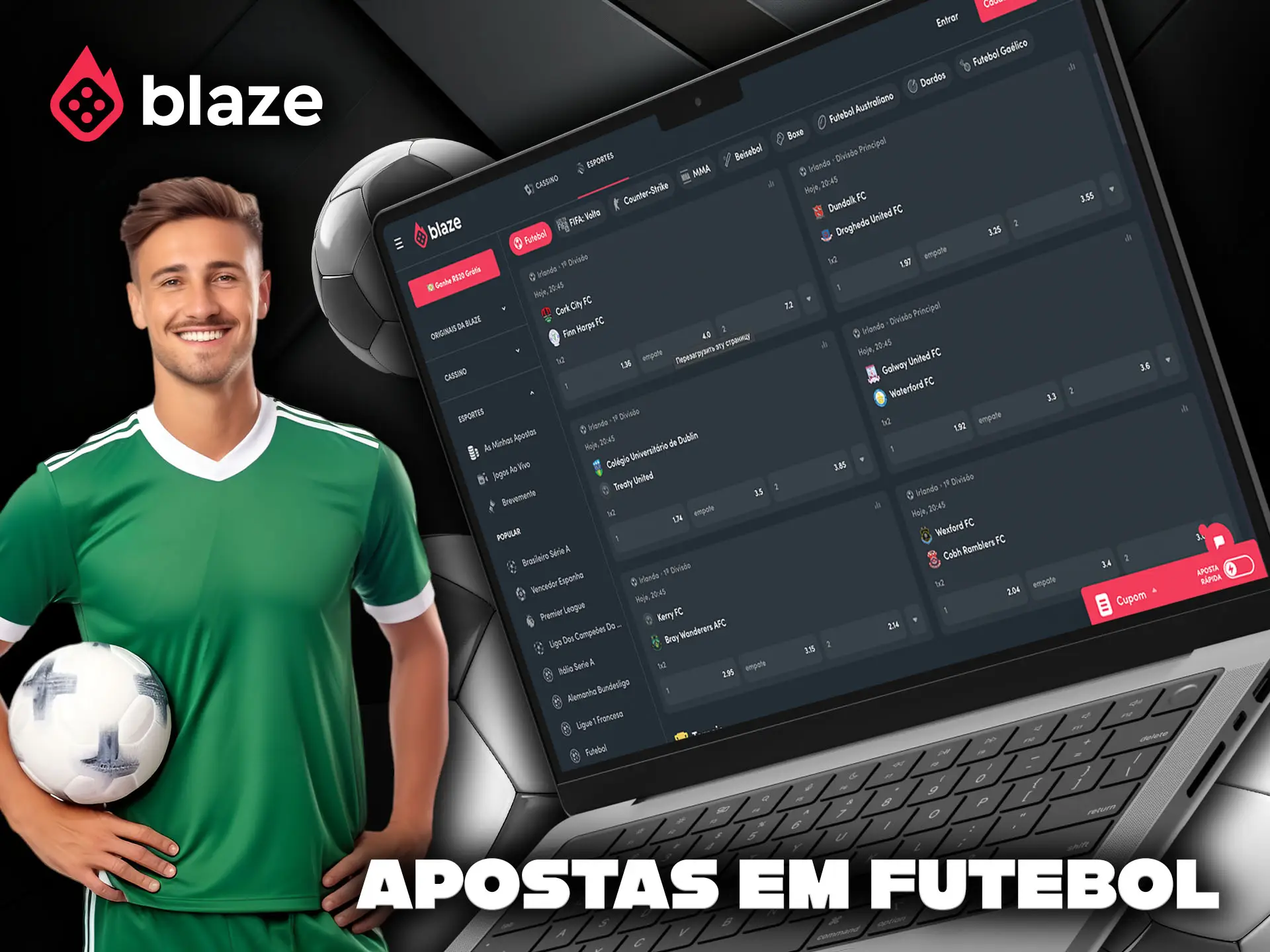 Como apostar em futebol na Blaze.