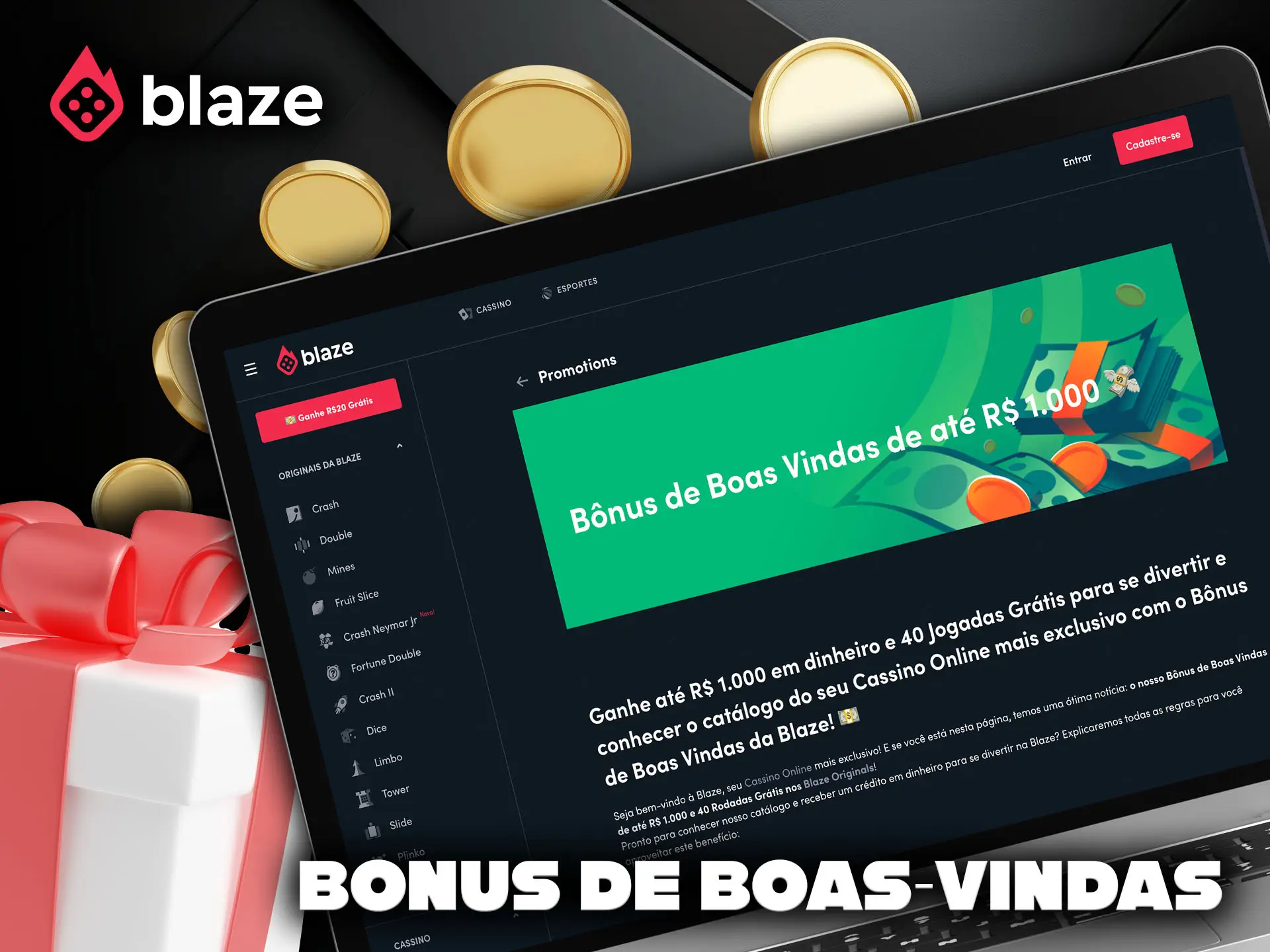 Bônus de boas-vindas para jogadores na plataforma Blaze.