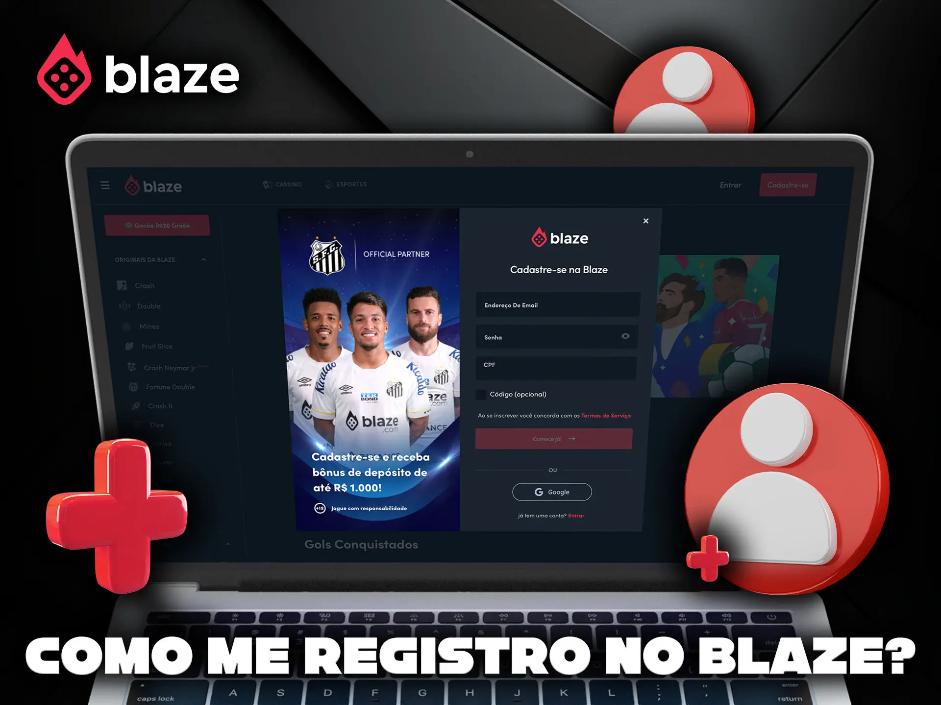 Guia para registrar-se na plataforma Blaze.