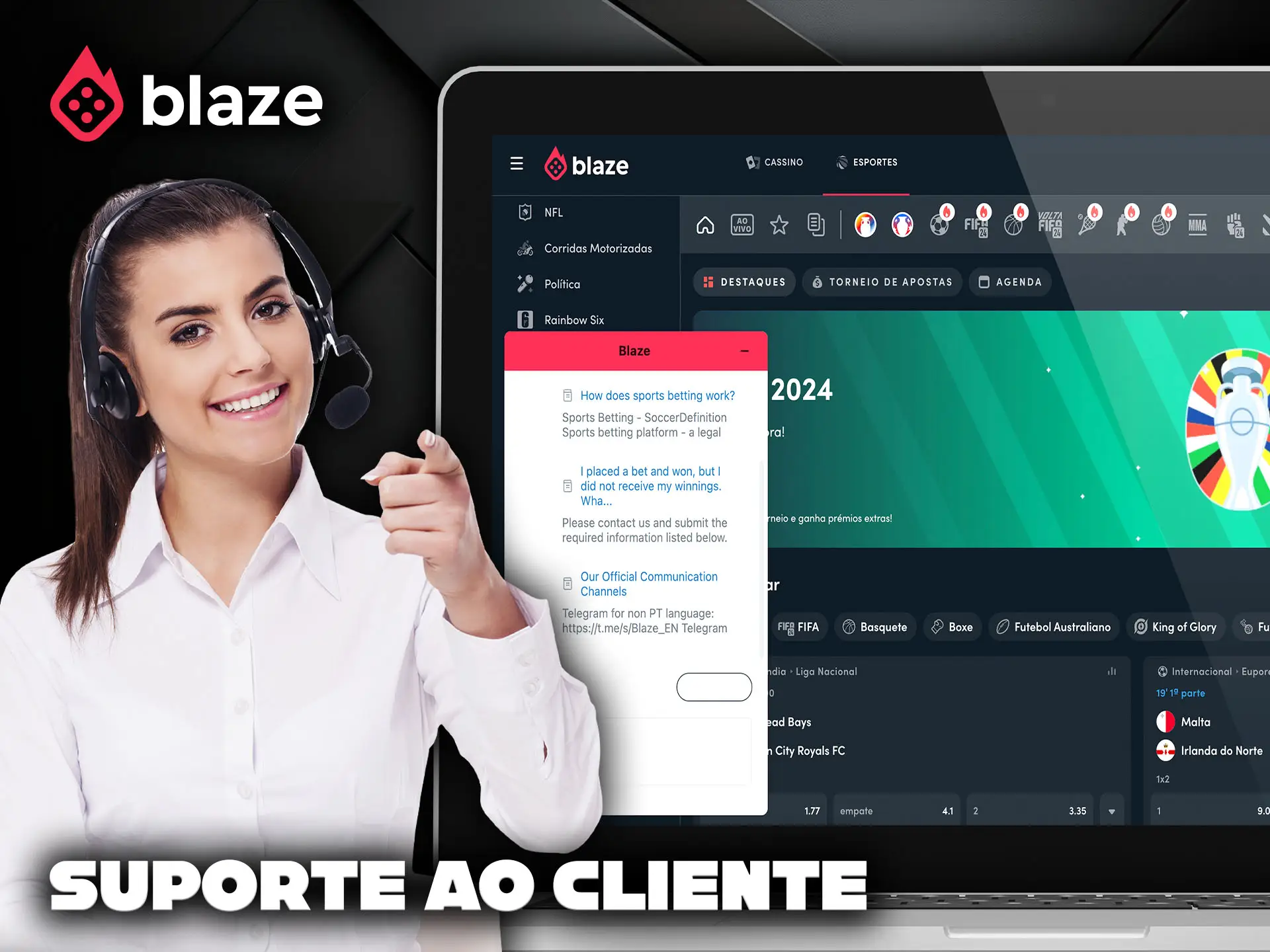 Atendimento e suporte ao cliente no Blaze Casino.