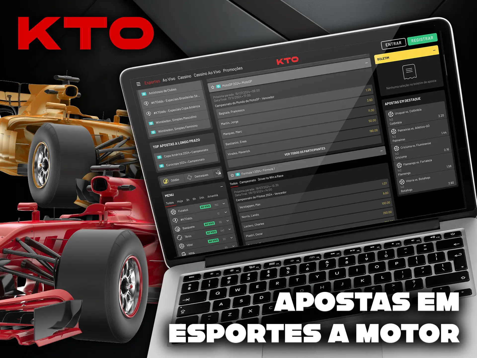 Como apostar em esportes a motor na plataforma KTO.