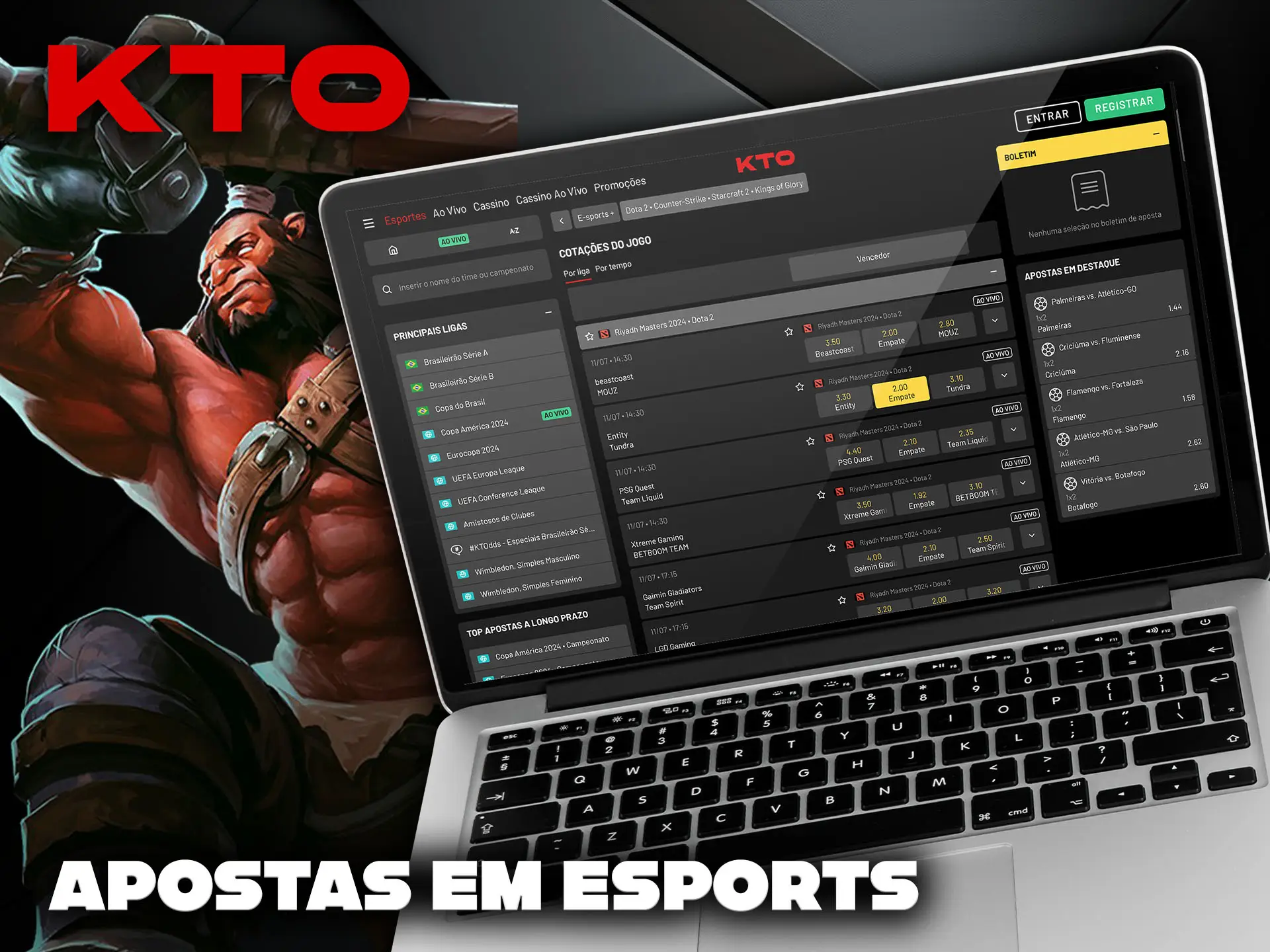 Apostas em esportes cibernéticos na casa de apostas KTO.