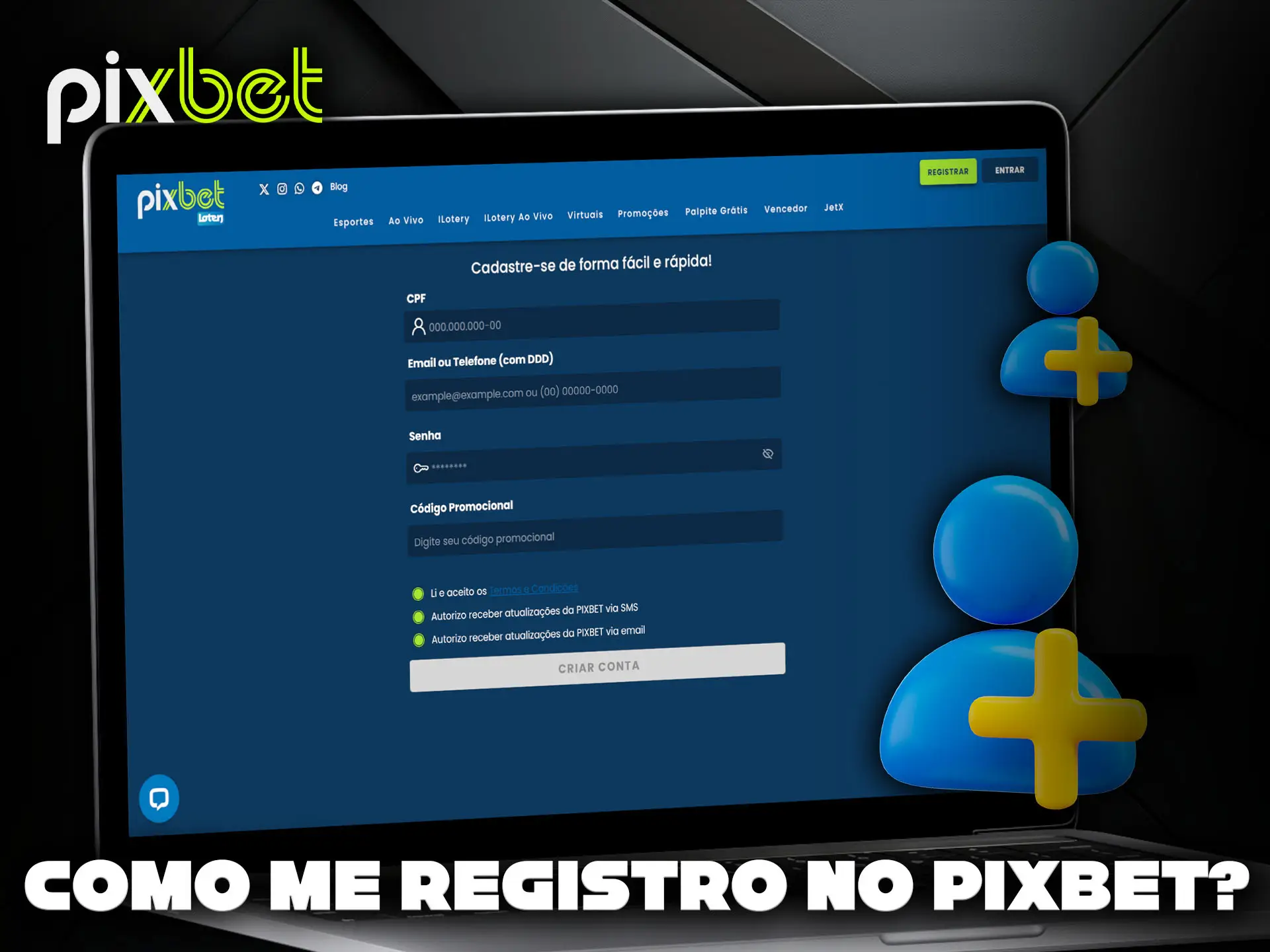 Guia para registrar-se na plataforma PixBet.