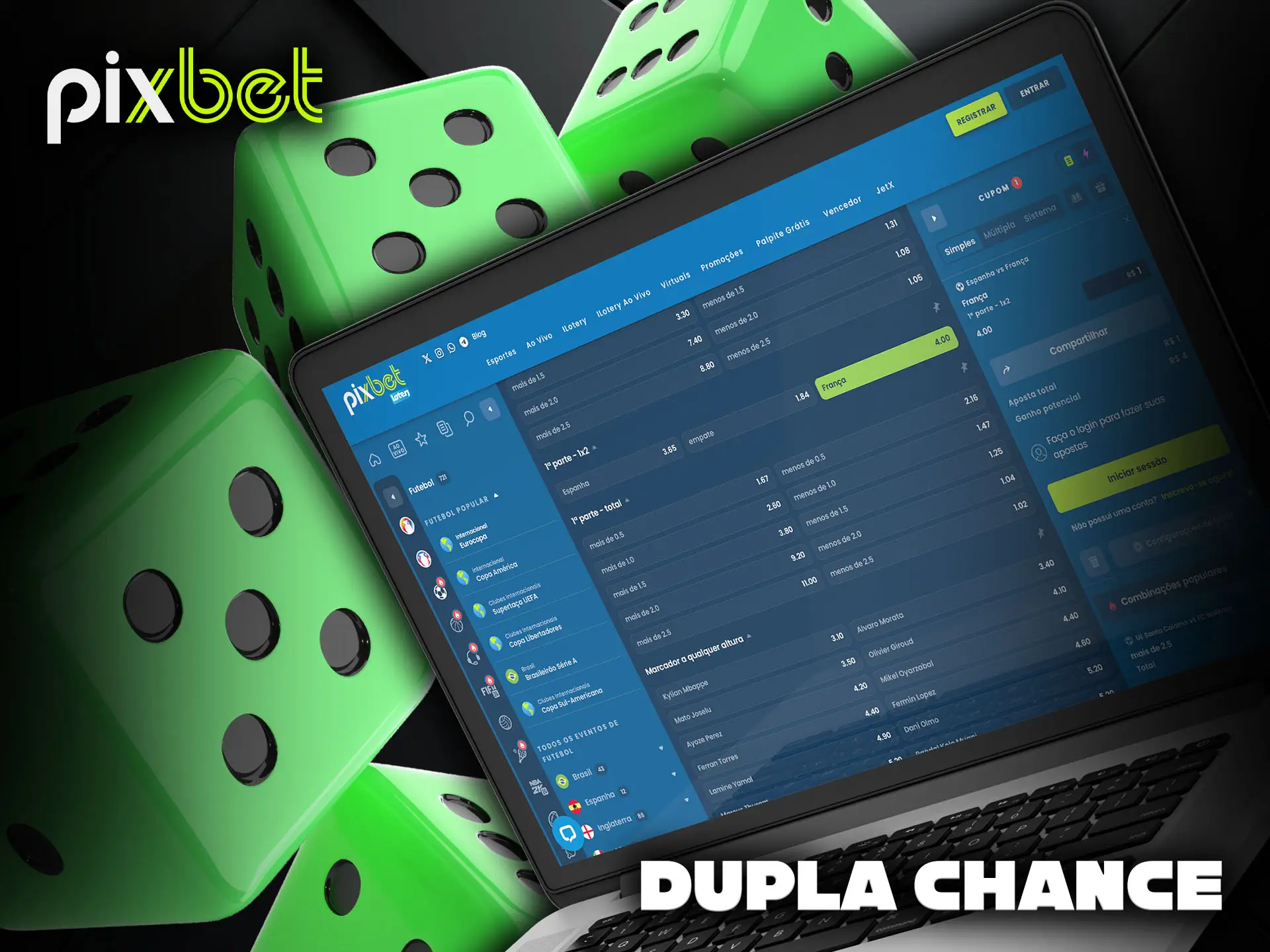 Aposte em dois resultados possíveis no PixBet Casino.