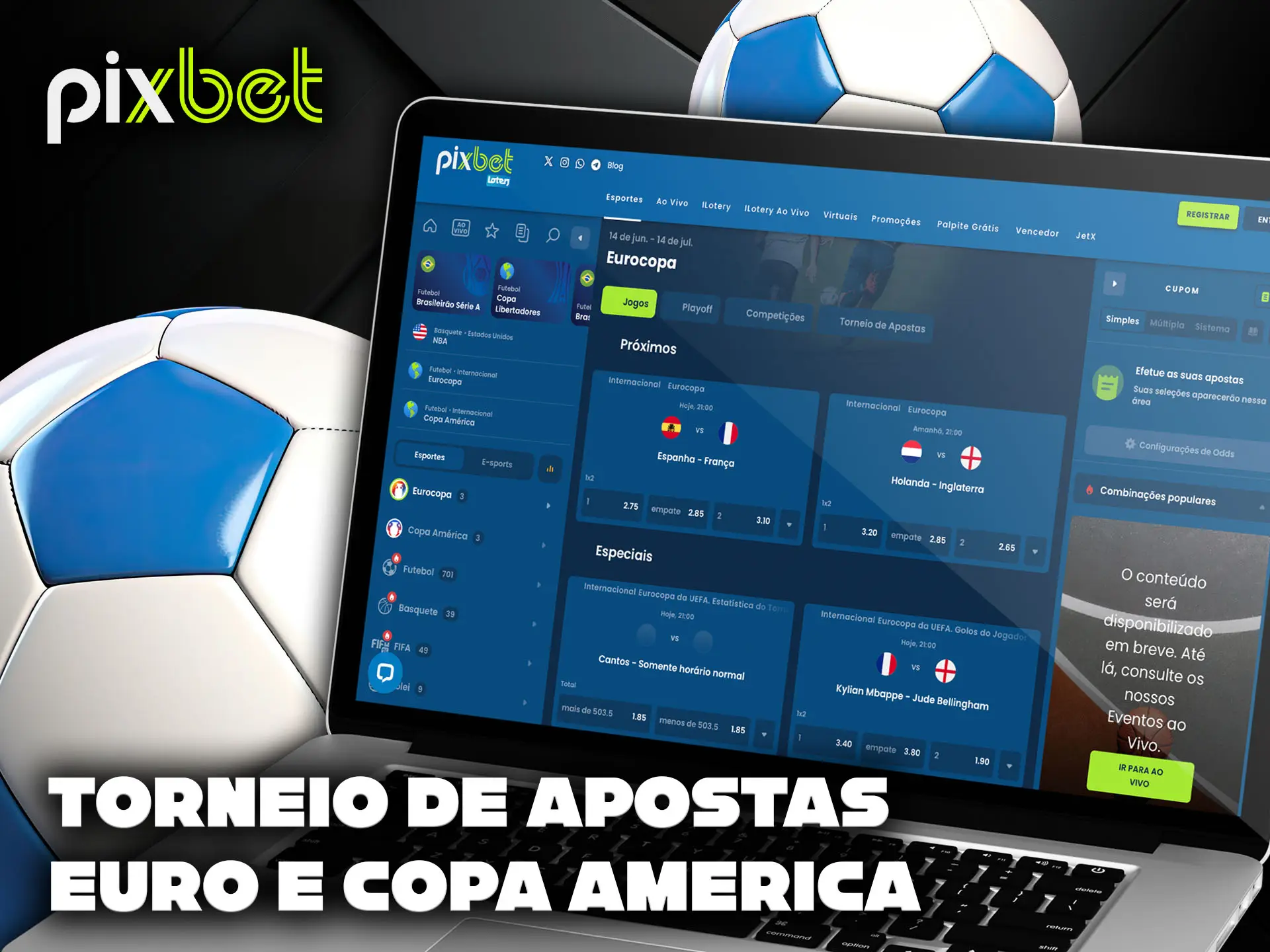 Como participar do Torneio de Apostas EURO com a Pixbet.