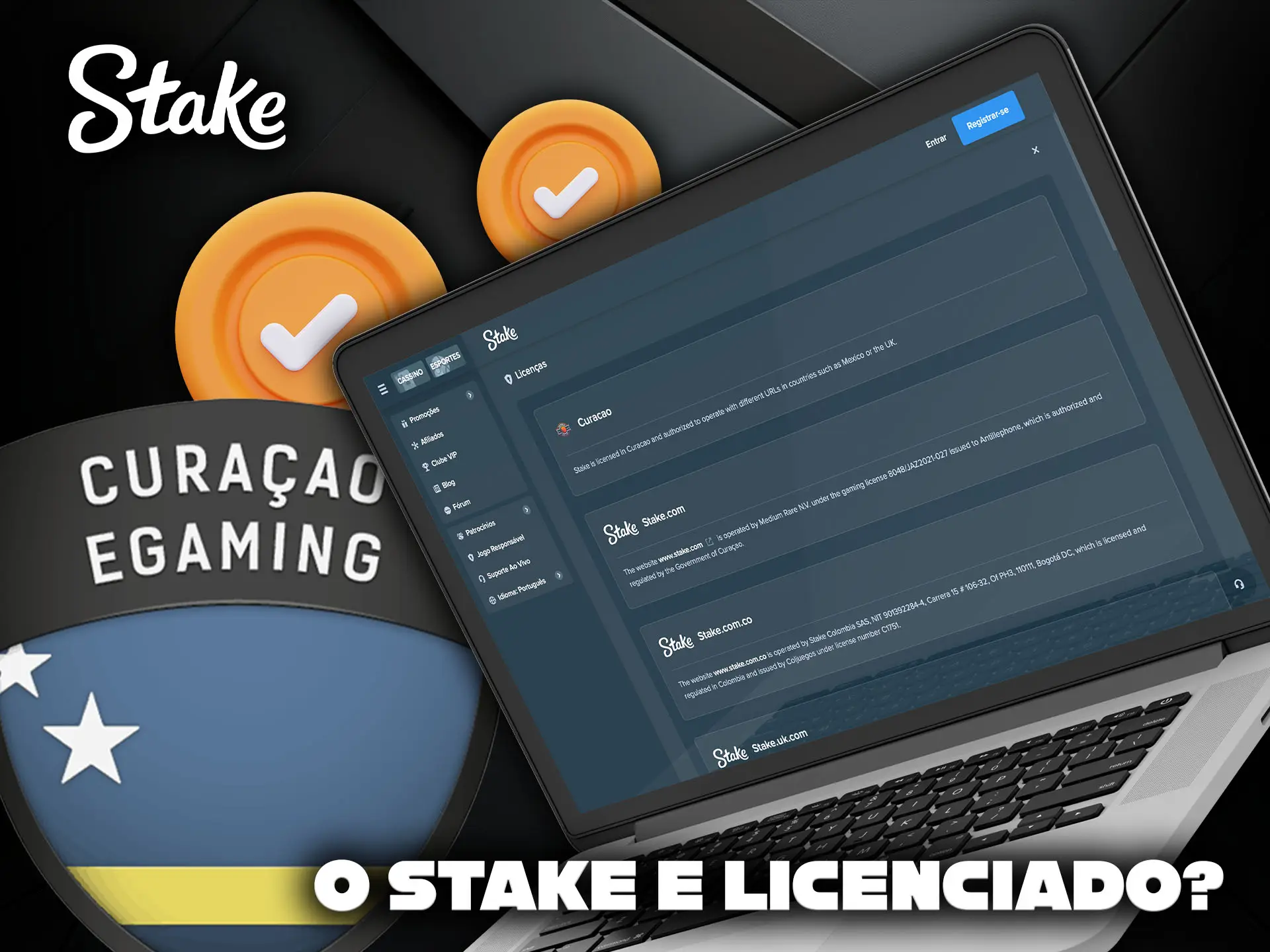 Informações de licença para a plataforma Stake.