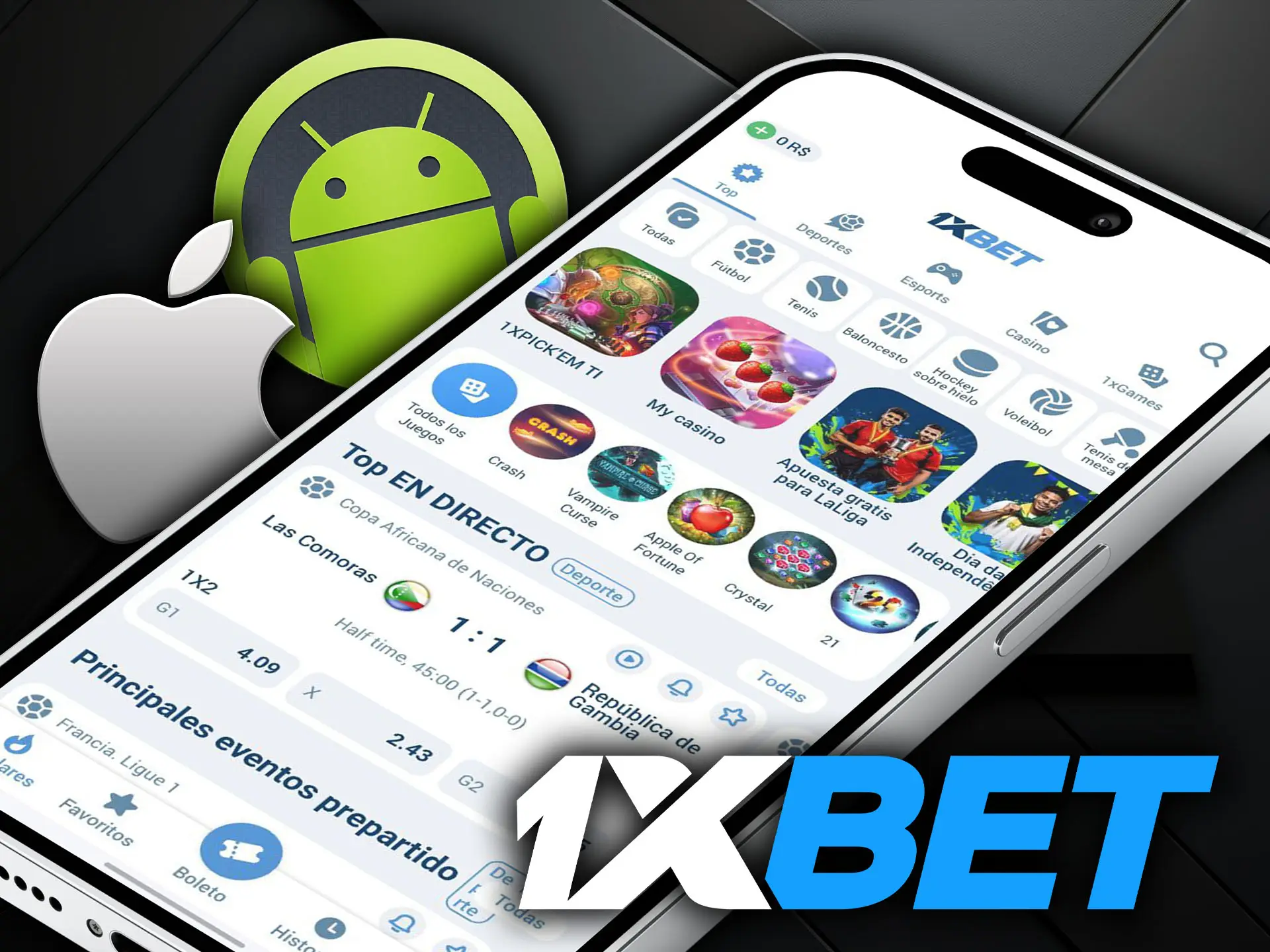 App Mobile da 1xBet Explore e Ganhe.