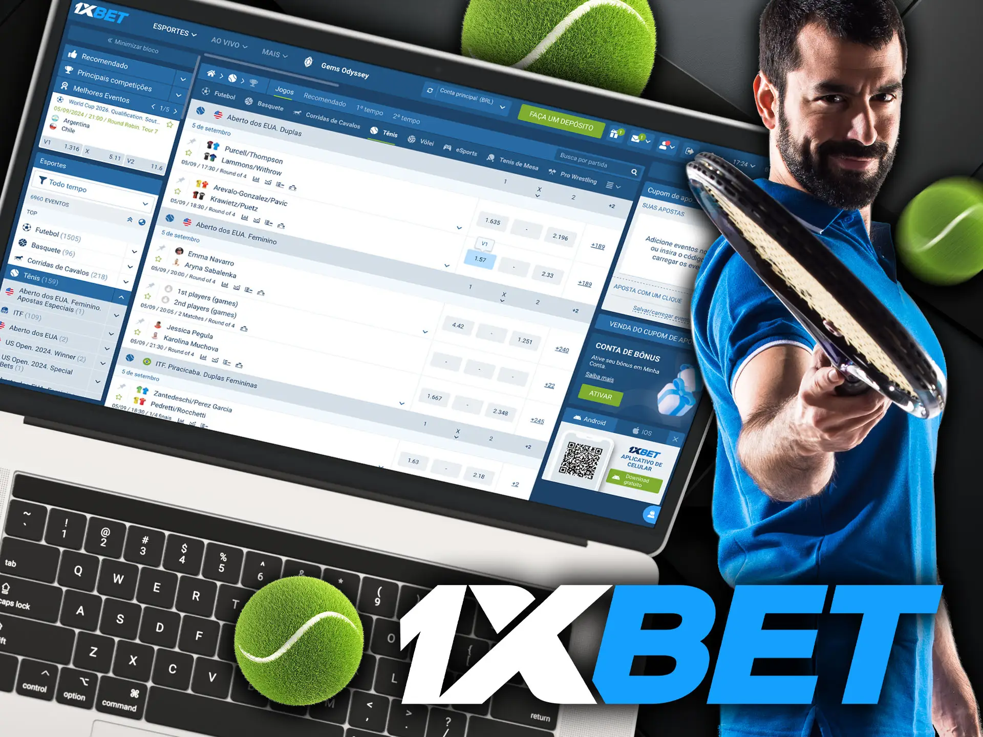 Tênis na 1xBet Apostas em Grandes Competições.