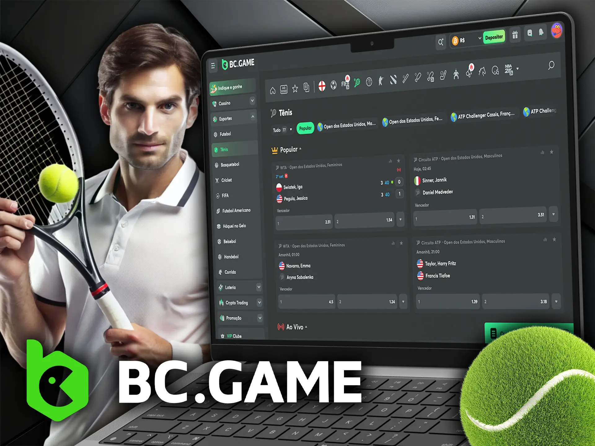 Apostas em Tênis na BC Game Mais Opções para Você Apostar.
