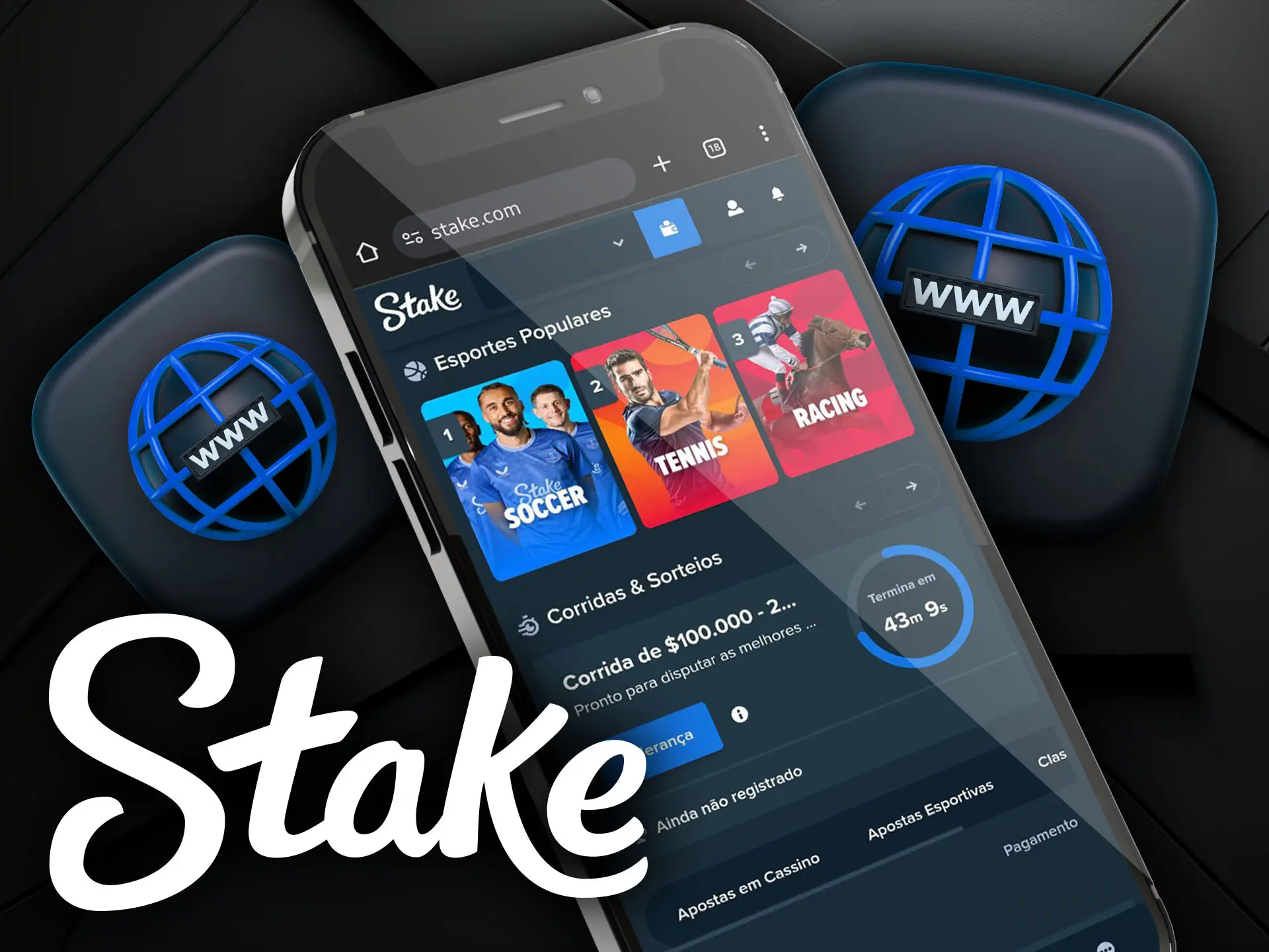 Visão Geral do Site Mobile da Stake acesse a qualquer hora.